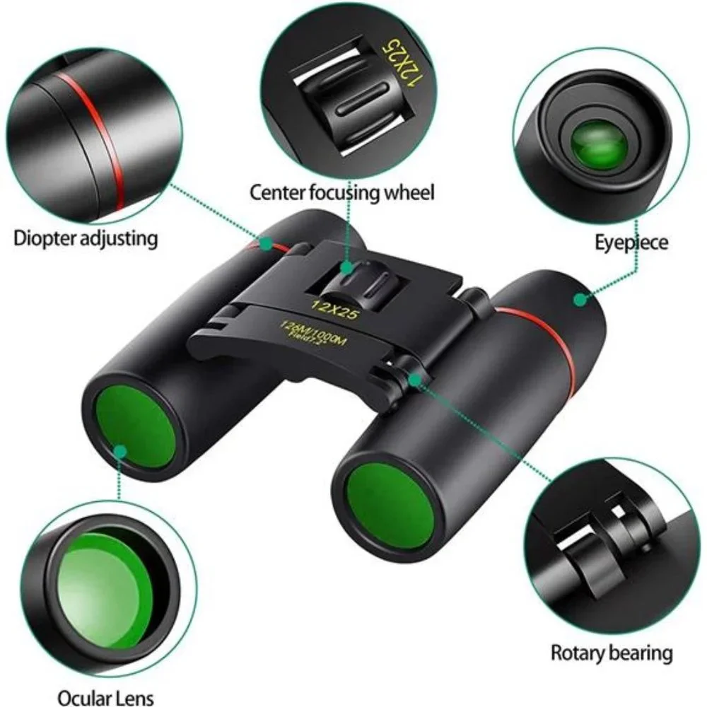 Compact 12X25 Small Pocket Binoculars - High Powered